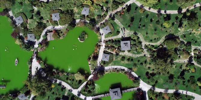Konya'da Japon Parkı, ilkbahar renklerine büründü