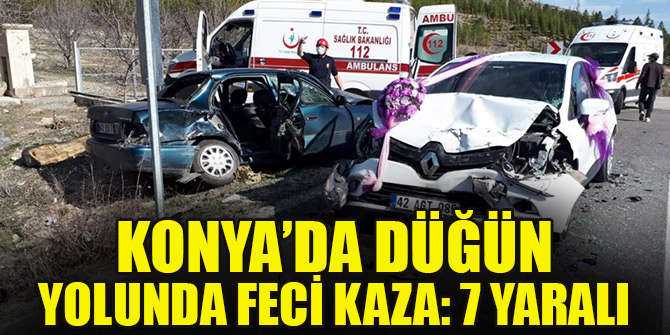 Konya'da gelin arabasının da karıştığı zincirleme trafik kazası: 7 yaralı