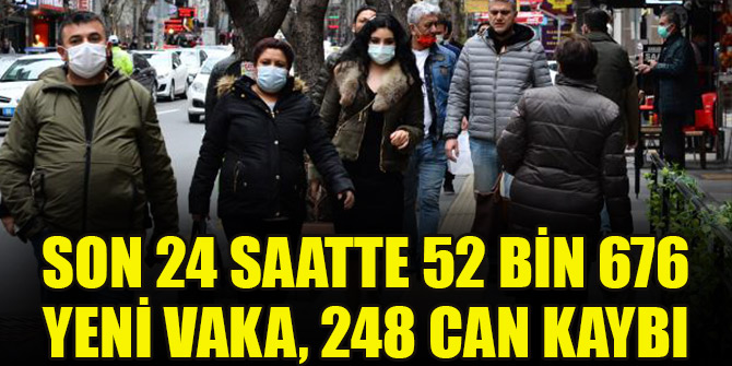 Son 24 saatte 52 bin 676 yeni vaka, 248 can kaybı