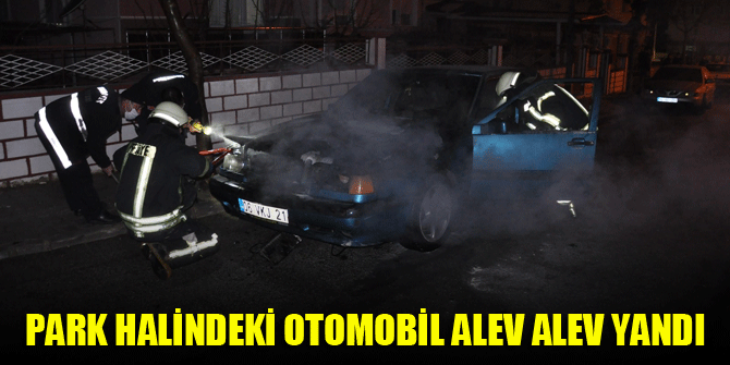Karaman’da park halindeki otomobil alev alev yandı