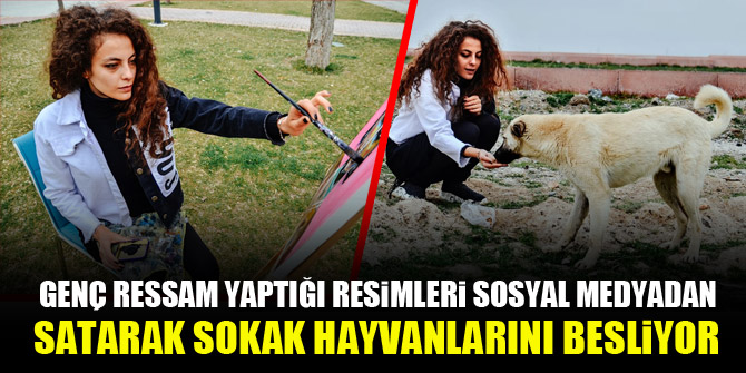 Genç ressam yaptığı resimleri sosyal medyadan satarak sokak hayvanlarını besliyor