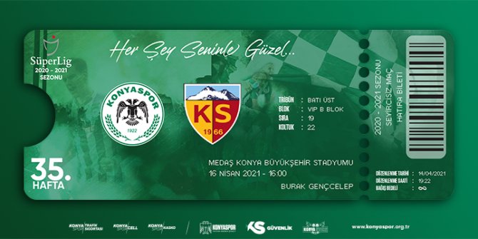 Konyaspor'da Kayserispor maçı biletleri satışa çıktı