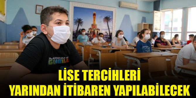 Lise tercihleri yarından itibaren yapılabilecek