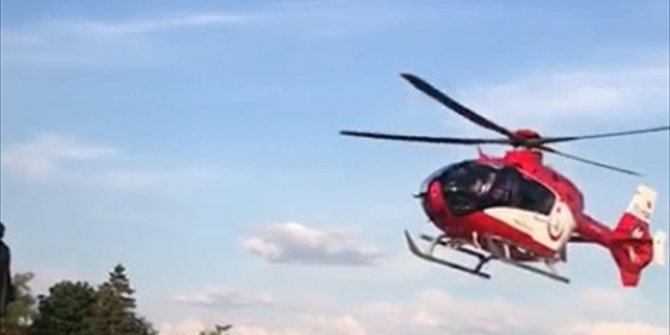 Konya'da ambulans helikopter felç geçiren hasta için havalandı