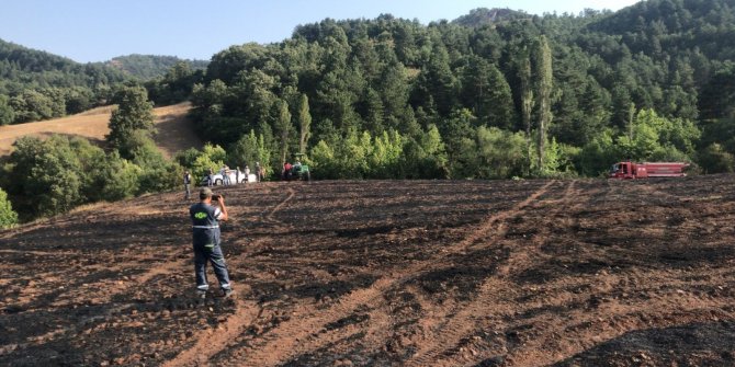 30 dönümde anız yangını