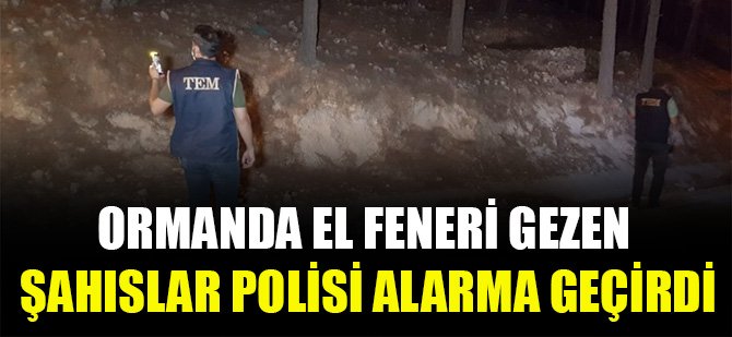 Ormanda el feneri gezen şahıslar polisi alarma geçirdi