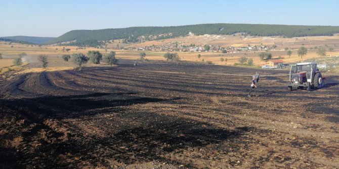 Tarladaki anız yangını, ormana ulaşmadan söndürüldü