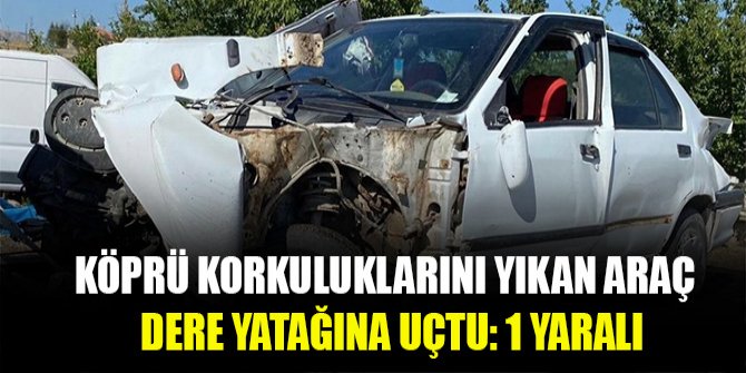 Köprü korkuluklarını yıkan araç dere yatağına uçtu: 1 yaralı