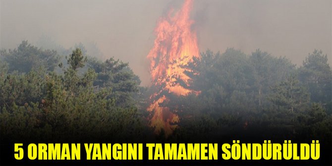 5 orman yangını tamamen söndürüldü