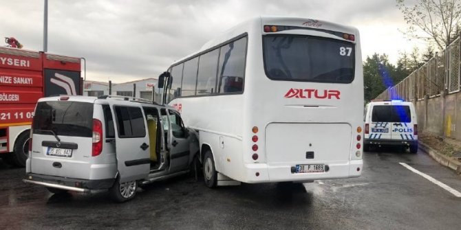 İşçi servisi ile ticari araç çarpıştı: 1 yaralı