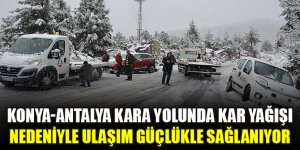 Konya-Antalya kara yolunda kar yağışı nedeniyle ulaşım güçlükle sağlanıyor