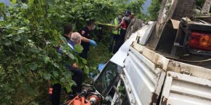 Trabzon'da uçuruma devrilen kamyonetin sürücüsü öldü