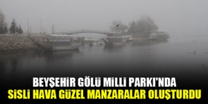 Beyşehir Gölü Milli Parkı'nda sisli hava güzel manzaralar oluşturdu