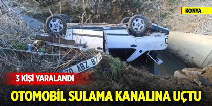 Konya'da otomobil sulama kanalına uçtu: 3 yaralı