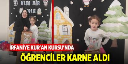 İrfaniye Kur'an Kursu'nda öğrenciler karne aldı