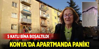 Konya'da apartmanda panik! 5 katlı bina boşaltıldı