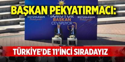Başkan Pekyatırmacı: Türkiye'de 11'inci sıradayız, buna göre hareket ediyoruz
