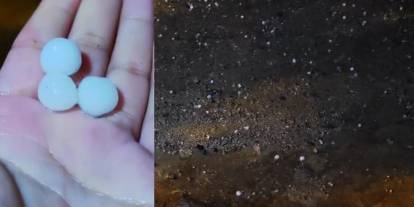 Misket büyüklüğünden dolu yağdı
