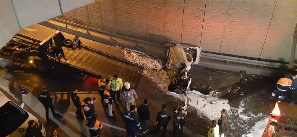 Kontrolden çıkan otomobil 10 metrelik köprüden uçtu