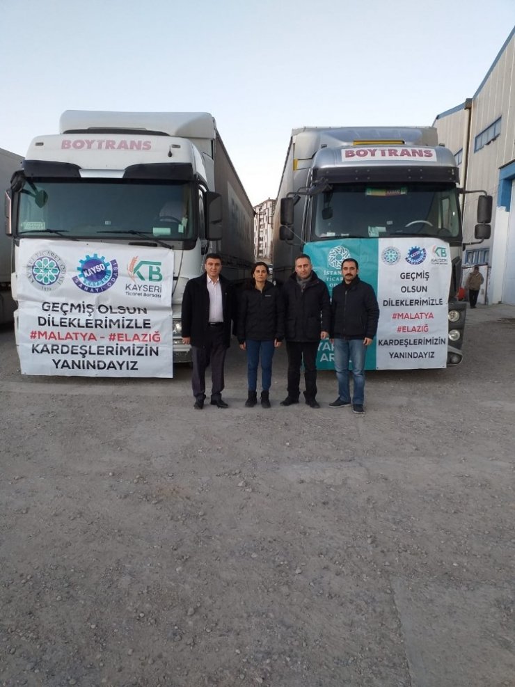 Kayseri’deki Odaların Yardım Tırları Deprem Bölgesine Ulaştı