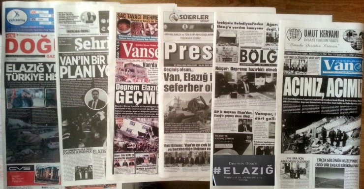 Van’daki yerel gazetelerin Elazığ duyarlılığı