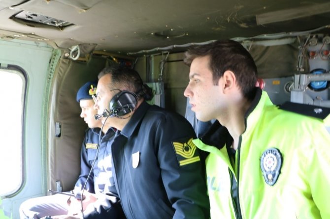 Jandarma ve emniyetten helikopter destekli uygulama