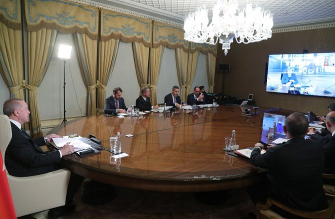 Cumhurbaşkanı Erdoğan Avrupa liderleriyle telekonferansla görüştü