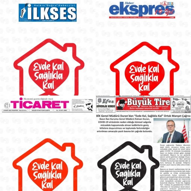 İzmir basınından ortak "Evde Kal" manşeti
