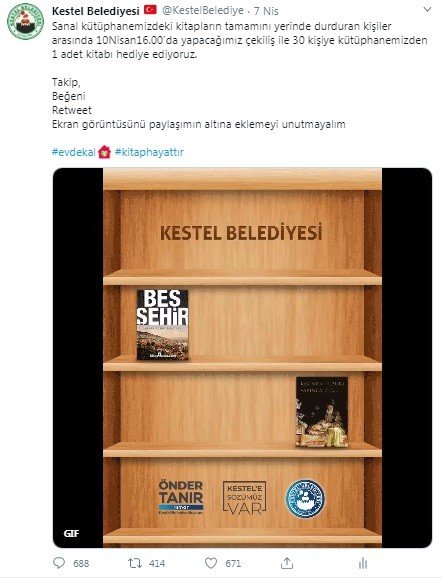 Kestel’de "Evde kal, kitapsız kalma" etkinliği kazandırıyor