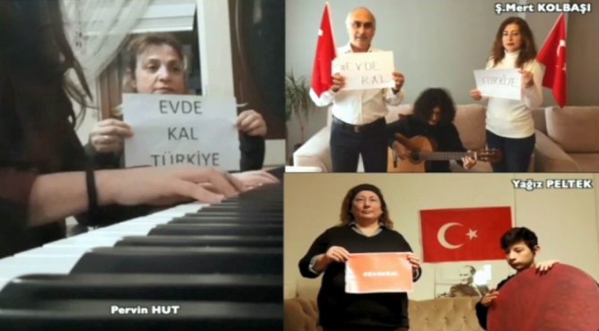 Veli ve öğrencilerden İstiklal Marşlı “evde kal” mesajı