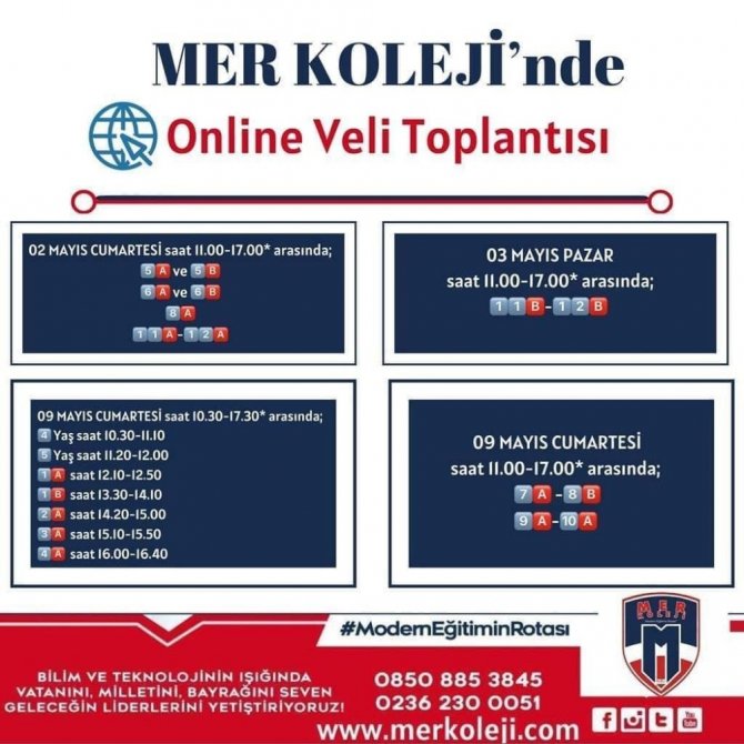 MER Kolejinde şimdi de online birebir veli toplantıları