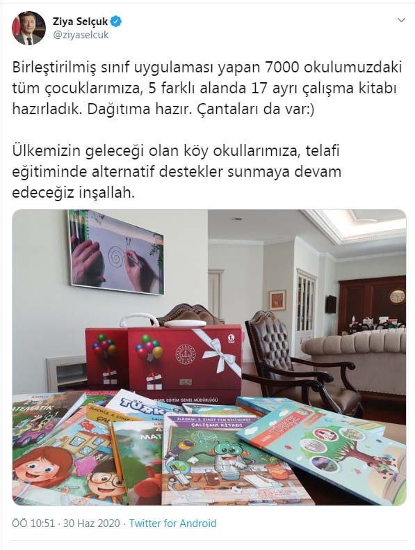 Bakan Selçuk: 7 bin okuldaki tüm çocuklara çalışma kitabı hazırladık