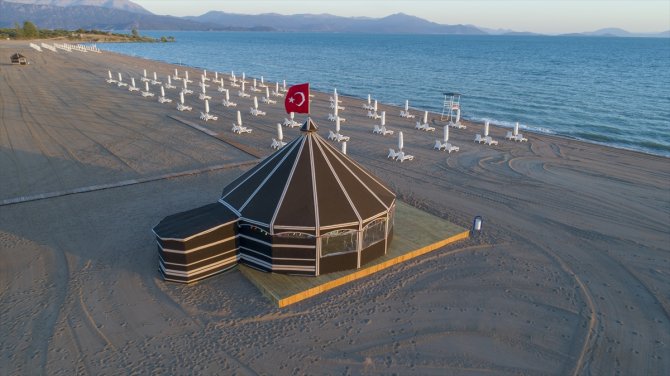 Beyşehir Gölü'ndeki Karaburun Plajı hizmete açıldı