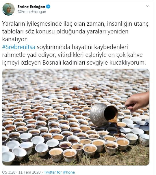 Emine Erdoğan'dan 'Srebrenitsa' paylaşımı