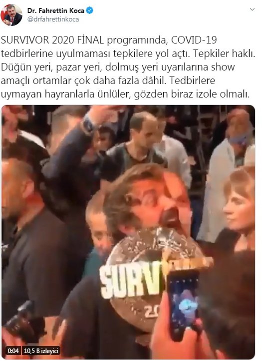Bakan Koca'dan 'Survivor' paylaşımı