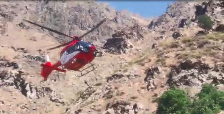 Covid hastası çoban, 2 bin 500 rakımdan ambulans helikopterle alındı