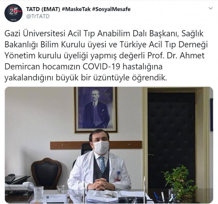 Bilim Kurulu Üyesi Ahmet Demircan, koronavirüse yakalandı