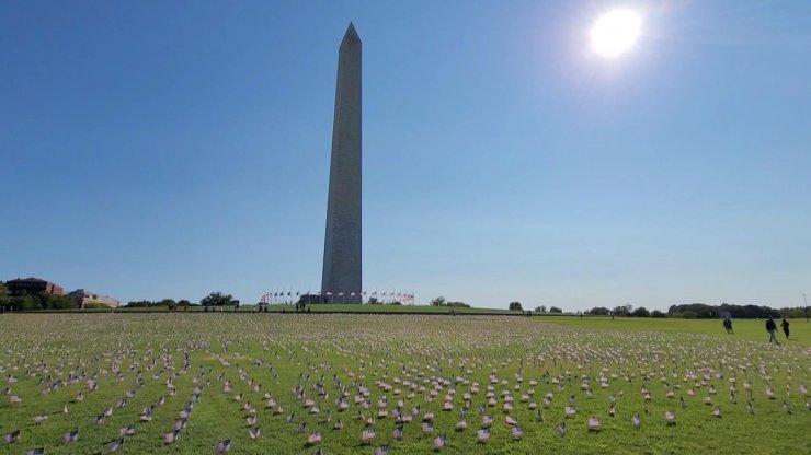 ABD'de koronavirüsten ölenlerin anısına 20 bin Amerikan bayrağı dikildi