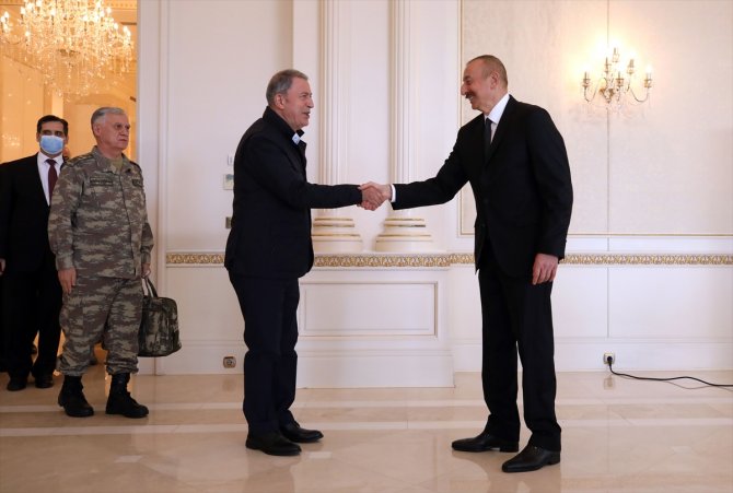 Azerbaycan Cumhurbaşkanı Aliyev, Mevlüt Çavuşoğlu ve Hulusi Akar'ı kabul etti