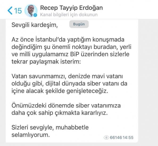 Cumhurbaşkanı Erdoğan’dan BİP paylaşımı