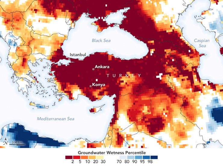 NASA, Türkiye'nin kuraklık haritasını yayımladı