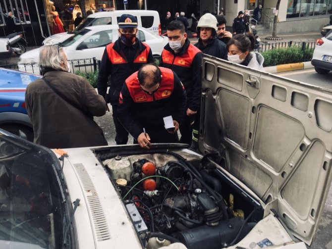 LPG’li otomobilde çıkan yangın panik oluşturdu