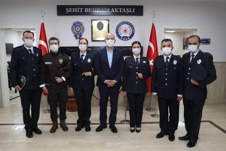 Bakan Soylu, Şehit Behram Aktaşlı Polis Merkezi Amirliği'ni ziyaret etti