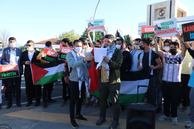 Sakarya'da, Filistinli öğrencilerden İsrail'e tepki