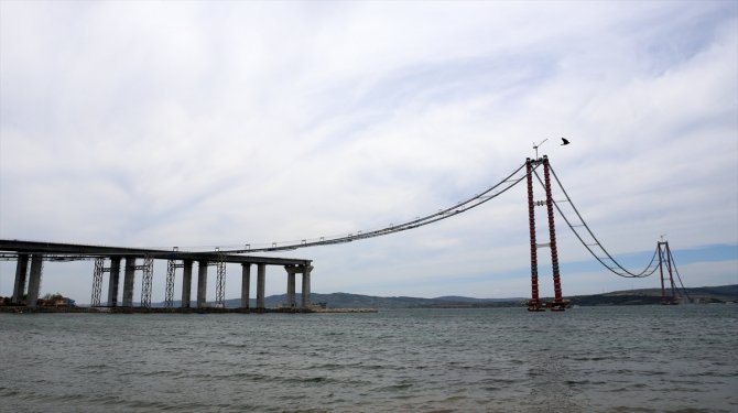 1915 Çanakkale Köprüsü inşaatında son çelik halat montajı yapıldı