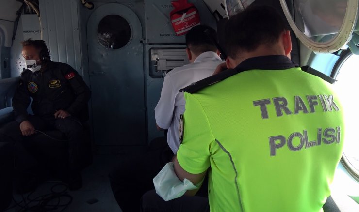 Konya'da jandarmadan helikopter destekli trafik denetimi