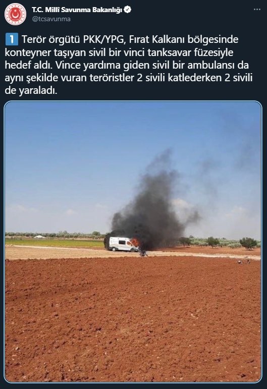 Fırat Kalkanı bölgesinde PKK/YPG sivilleri hedef aldı: 2 ölü, 2 yaralı