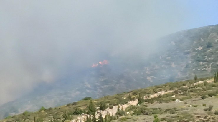 Orman yangınına 2 helikopterle havadan destek