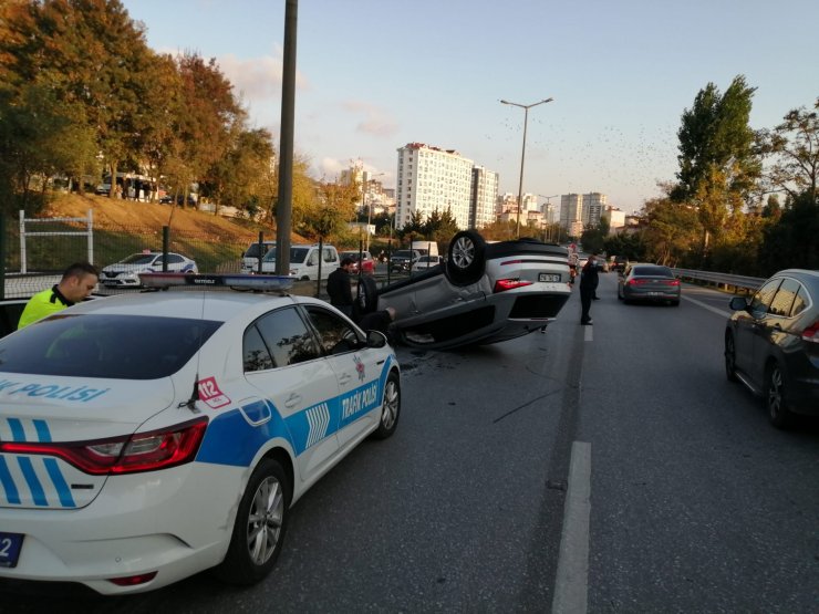 İki otomobilin takla attığı kazada 1 kişi yaralandı