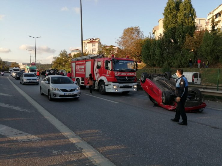 İki otomobilin takla attığı kazada 1 kişi yaralandı